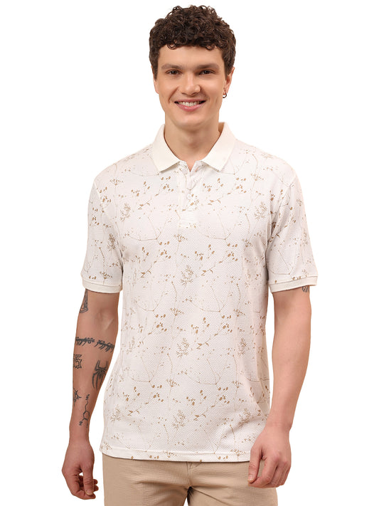 T-Shirt for Men | Breathable & Soft with Color Fastness Regular Fit Polo Neck Poly Cotton Fabric Printed Pattern
