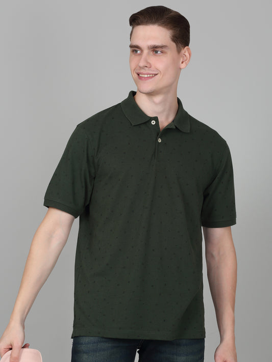 T-Shirt for Men | Breathable & Soft with Color Fastness Regular Fit Polo Neck Poly Cotton Fabric Printed Pattern