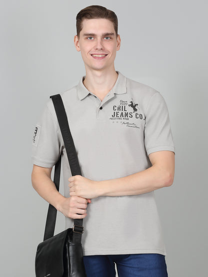 T-Shirt for Men | Breathable & Soft with Color Fastness Regular Fit Polo Neck Poly Cotton Fabric Printed Pattern