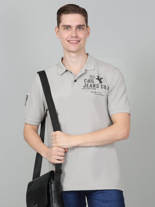 T-Shirt for Men | Breathable & Soft with Color Fastness Regular Fit Polo Neck Poly Cotton Fabric Printed Pattern