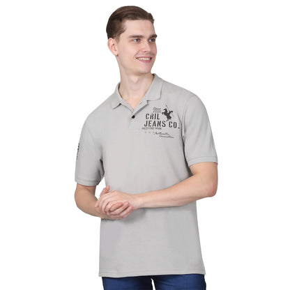 T-Shirt for Men | Breathable & Soft with Color Fastness Regular Fit Polo Neck Poly Cotton Fabric Printed Pattern