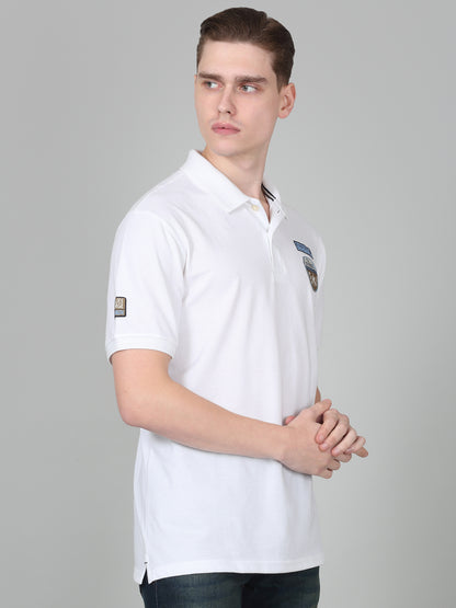 T-Shirt for Men | Breathable & Soft with Color Fastness Regular Fit Polo Neck Poly Cotton Fabric Printed Pattern