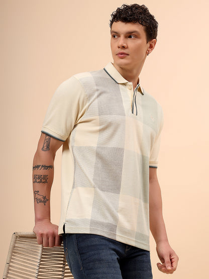 T-Shirt for Men | Breathable & Soft with Color Fastness Regular Fit Polo Neck Poly Cotton Fabric Printed Pattern