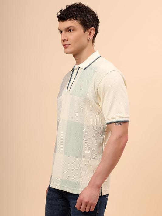 T-Shirt for Men | Breathable & Soft with Color Fastness Regular Fit Polo Neck Poly Cotton Fabric Printed Pattern