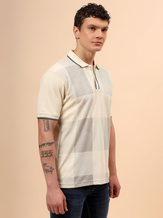 T-Shirt for Men | Breathable & Soft with Color Fastness Regular Fit Polo Neck Poly Cotton Fabric Printed Pattern