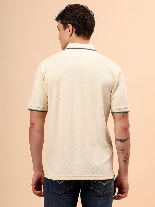 T-Shirt for Men | Breathable & Soft with Color Fastness Regular Fit Polo Neck Poly Cotton Fabric Printed Pattern