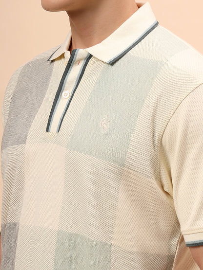 T-Shirt for Men | Breathable & Soft with Color Fastness Regular Fit Polo Neck Poly Cotton Fabric Printed Pattern