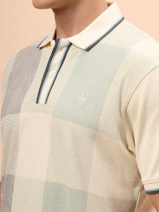 T-Shirt for Men | Breathable & Soft with Color Fastness Regular Fit Polo Neck Poly Cotton Fabric Printed Pattern