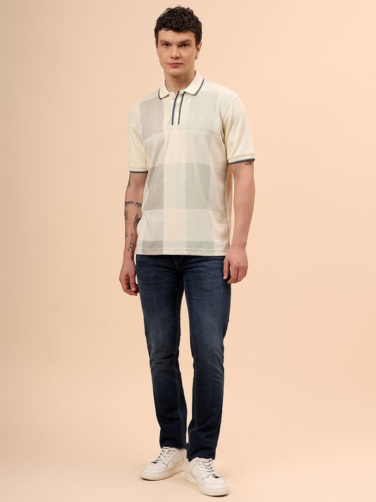 T-Shirt for Men | Breathable & Soft with Color Fastness Regular Fit Polo Neck Poly Cotton Fabric Printed Pattern