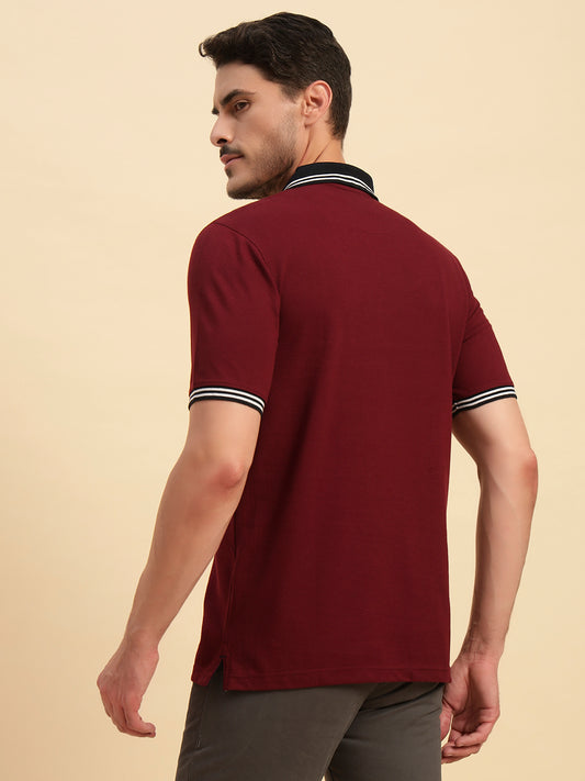 T-Shirt for Men | Breathable & Soft with Color Fastness Regular Fit Polo Neck Poly Cotton Fabric Printed Pattern