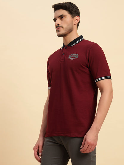 T-Shirt for Men | Breathable & Soft with Color Fastness Regular Fit Polo Neck Poly Cotton Fabric Printed Pattern