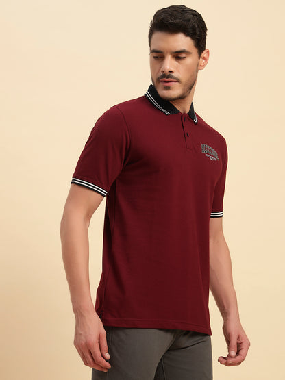 T-Shirt for Men | Breathable & Soft with Color Fastness Regular Fit Polo Neck Poly Cotton Fabric Printed Pattern