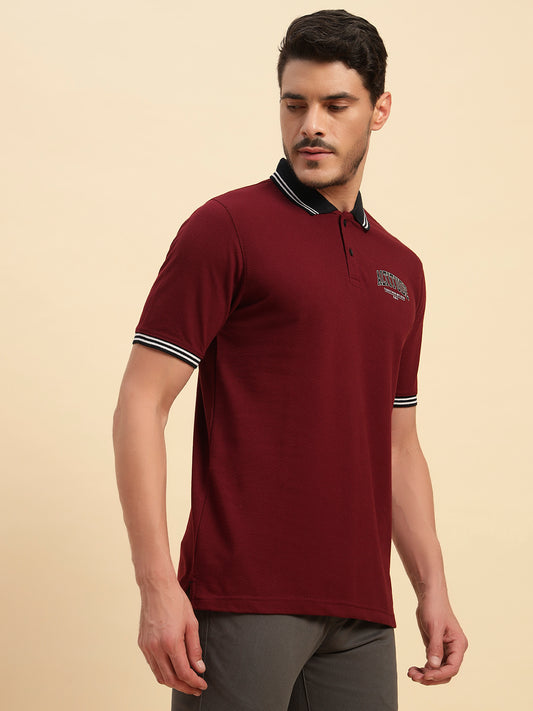 T-Shirt for Men | Breathable & Soft with Color Fastness Regular Fit Polo Neck Poly Cotton Fabric Printed Pattern