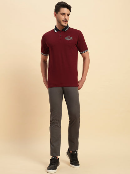 T-Shirt for Men | Breathable & Soft with Color Fastness Regular Fit Polo Neck Poly Cotton Fabric Printed Pattern