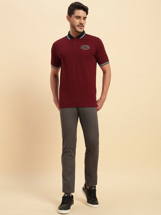 T-Shirt for Men | Breathable & Soft with Color Fastness Regular Fit Polo Neck Poly Cotton Fabric Printed Pattern