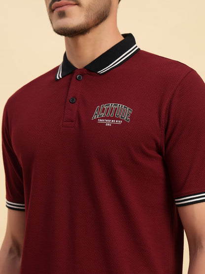 T-Shirt for Men | Breathable & Soft with Color Fastness Regular Fit Polo Neck Poly Cotton Fabric Printed Pattern
