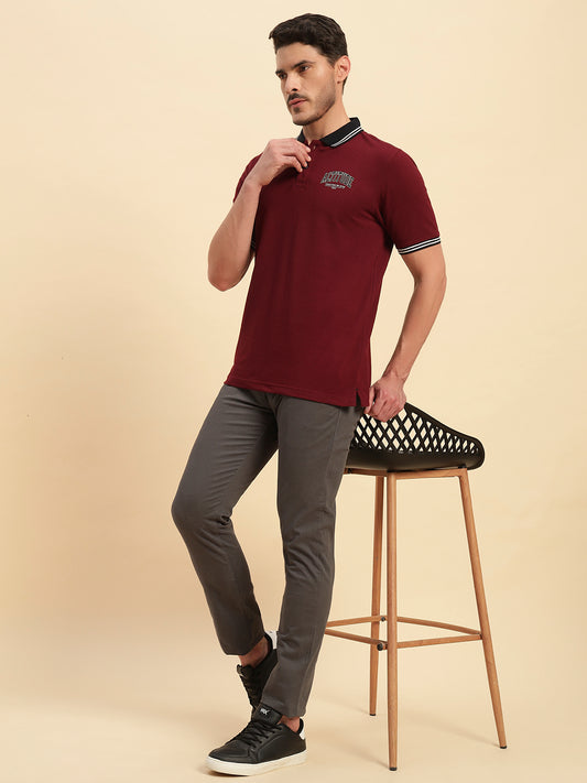T-Shirt for Men | Breathable & Soft with Color Fastness Regular Fit Polo Neck Poly Cotton Fabric Printed Pattern