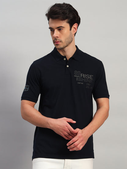 T-Shirt for Men | Breathable & Soft with Color Fastness Regular Fit Polo Neck Poly Cotton Fabric Printed Pattern