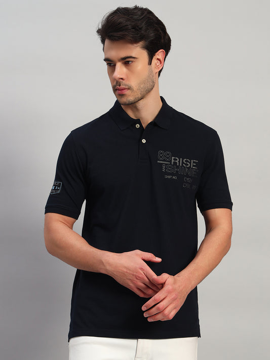 T-Shirt for Men | Breathable & Soft with Color Fastness Regular Fit Polo Neck Poly Cotton Fabric Printed Pattern