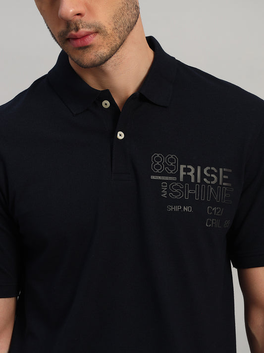 T-Shirt for Men | Breathable & Soft with Color Fastness Regular Fit Polo Neck Poly Cotton Fabric Printed Pattern