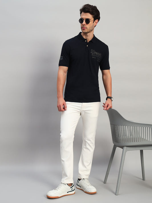 T-Shirt for Men | Breathable & Soft with Color Fastness Regular Fit Polo Neck Poly Cotton Fabric Printed Pattern