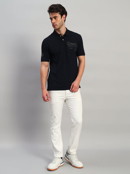 T-Shirt for Men | Breathable & Soft with Color Fastness Regular Fit Polo Neck Poly Cotton Fabric Printed Pattern