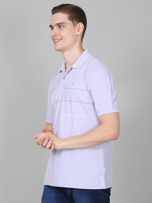T-Shirt for Men | Breathable & Soft with Color Fastness Regular Fit Polo Neck Polyester Fabric Printed Pattern
