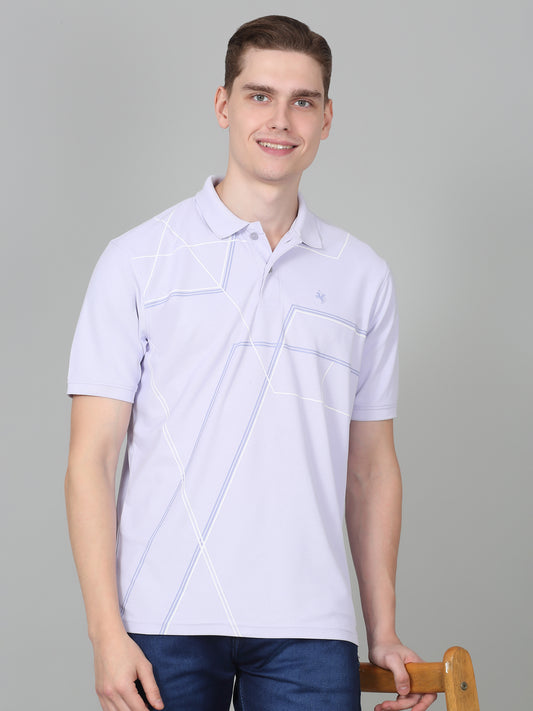 T-Shirt for Men | Breathable & Soft with Color Fastness Regular Fit Polo Neck Polyester Fabric Printed Pattern