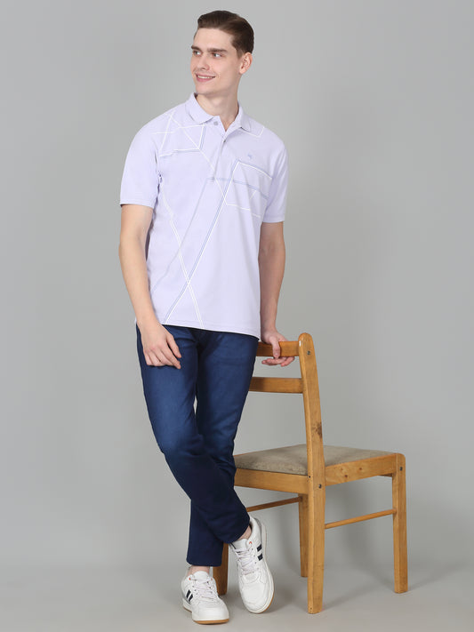 T-Shirt for Men | Breathable & Soft with Color Fastness Regular Fit Polo Neck Polyester Fabric Printed Pattern