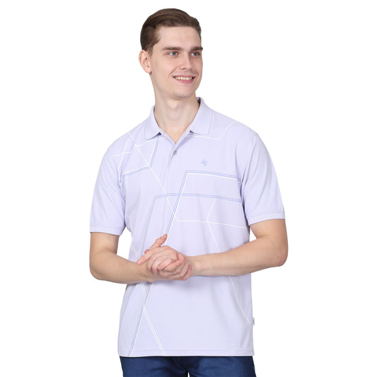 T-Shirt for Men | Breathable & Soft with Color Fastness Regular Fit Polo Neck Polyester Fabric Printed Pattern