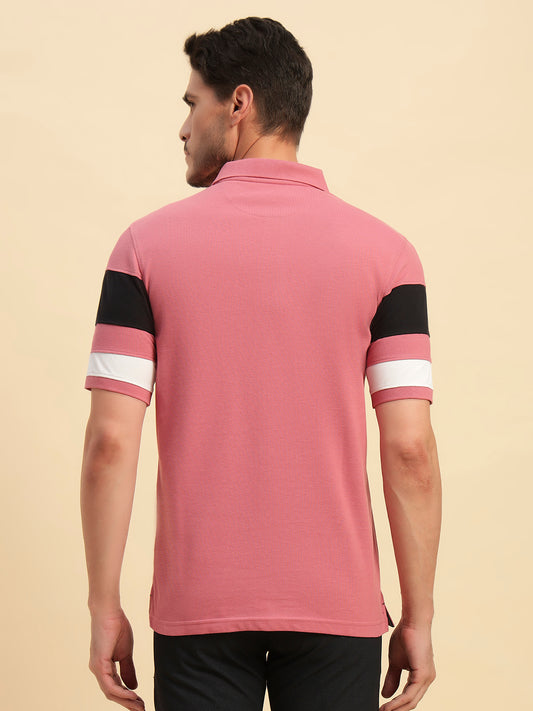 T-Shirt for Men | Breathable & Soft with Color Fastness Regular Fit Polo Neck Poly Cotton Fabric Solid Pattern