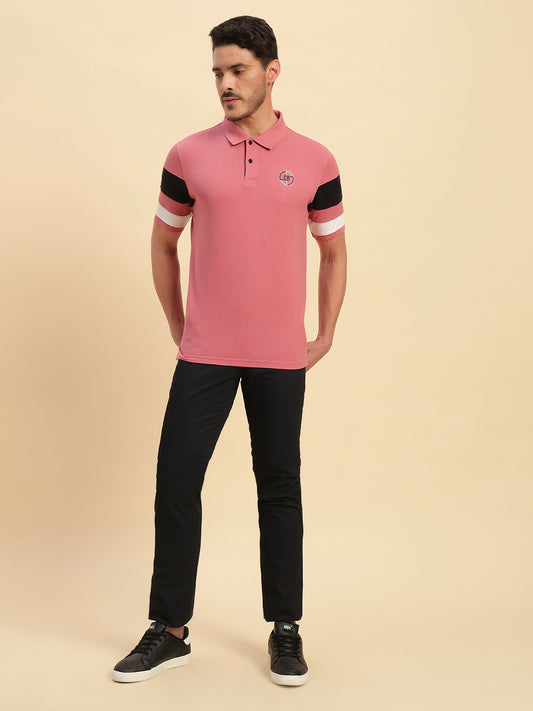 T-Shirt for Men | Breathable & Soft with Color Fastness Regular Fit Polo Neck Poly Cotton Fabric Solid Pattern