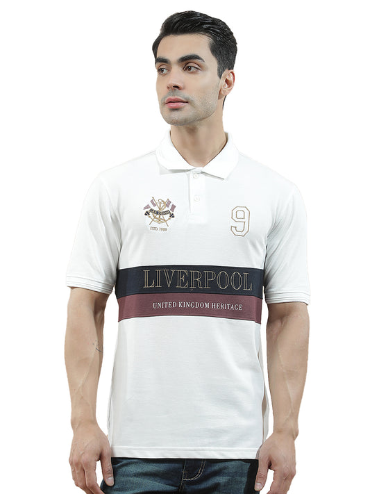 T-Shirt for Men | Breathable & Soft with Color Fastness Regular Fit Polo Neck Poly Cotton Fabric Colourblocked Pattern