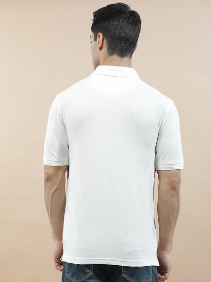T-Shirt for Men | Breathable & Soft with Color Fastness Regular Fit Polo Neck Poly Cotton Fabric Colourblocked Pattern