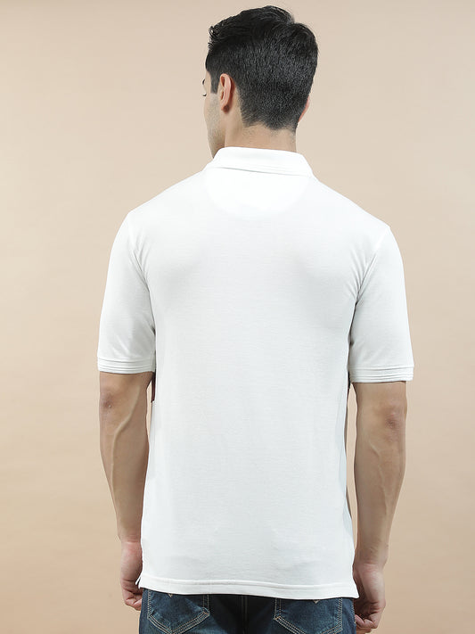 T-Shirt for Men | Breathable & Soft with Color Fastness Regular Fit Polo Neck Poly Cotton Fabric Colourblocked Pattern