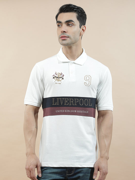 T-Shirt for Men | Breathable & Soft with Color Fastness Regular Fit Polo Neck Poly Cotton Fabric Colourblocked Pattern