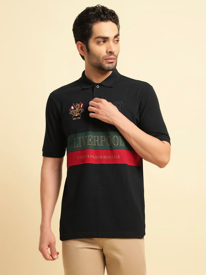 T-Shirt for Men | Breathable & Soft with Color Fastness Regular Fit Polo Neck Poly Cotton Fabric Printed Pattern