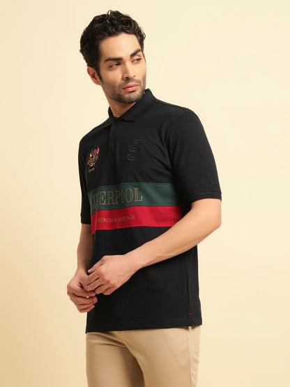 T-Shirt for Men | Breathable & Soft with Color Fastness Regular Fit Polo Neck Poly Cotton Fabric Printed Pattern