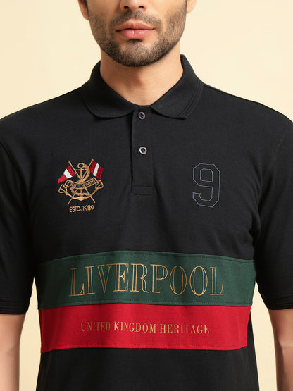 T-Shirt for Men | Breathable & Soft with Color Fastness Regular Fit Polo Neck Poly Cotton Fabric Printed Pattern