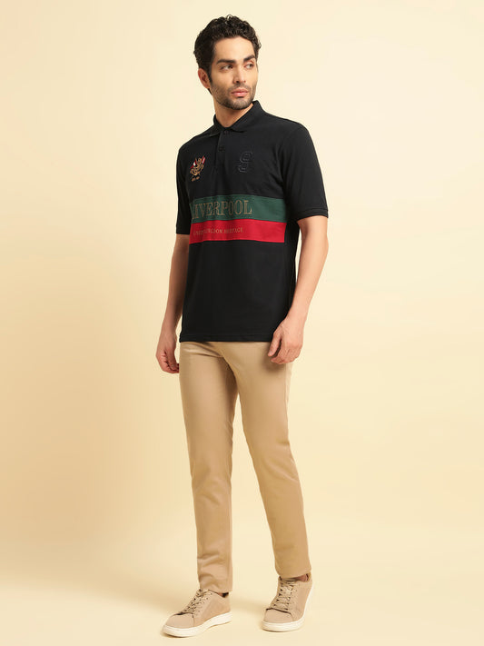 T-Shirt for Men | Breathable & Soft with Color Fastness Regular Fit Polo Neck Poly Cotton Fabric Printed Pattern