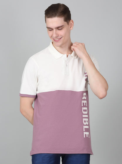 T-Shirt for Men | Breathable & Soft with Color Fastness Regular Fit Polo Neck Poly Cotton Fabric Colour Block Pattern