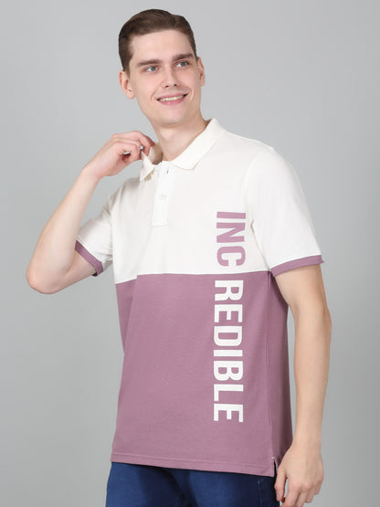 T-Shirt for Men | Breathable & Soft with Color Fastness Regular Fit Polo Neck Poly Cotton Fabric Colour Block Pattern