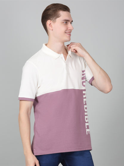 T-Shirt for Men | Breathable & Soft with Color Fastness Regular Fit Polo Neck Poly Cotton Fabric Colour Block Pattern