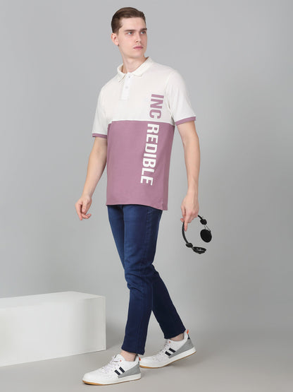 T-Shirt for Men | Breathable & Soft with Color Fastness Regular Fit Polo Neck Poly Cotton Fabric Colour Block Pattern