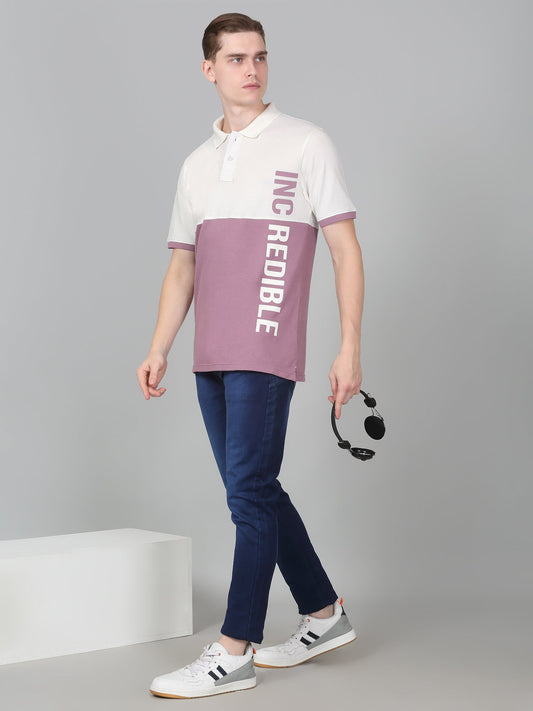 T-Shirt for Men | Breathable & Soft with Color Fastness Regular Fit Polo Neck Poly Cotton Fabric Colour Block Pattern