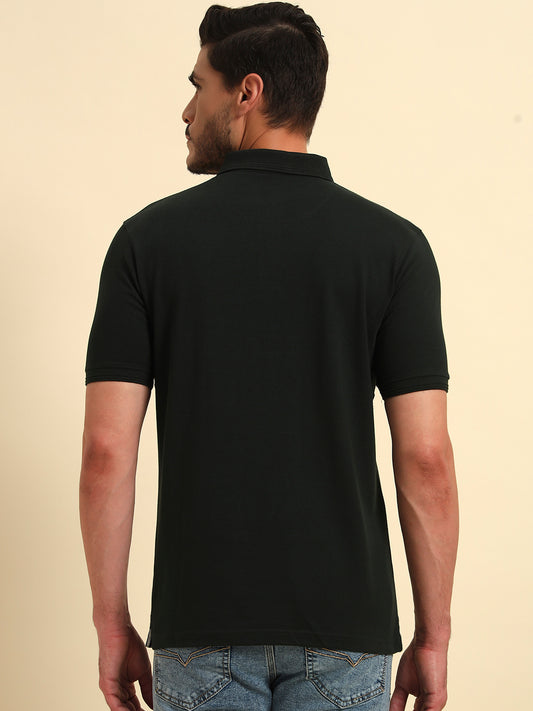 T-Shirt for Men | Breathable & Soft with Color Fastness Regular Fit Polo Neck Poly Cotton Fabric Printed Pattern