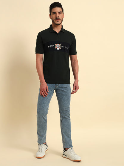 T-Shirt for Men | Breathable & Soft with Color Fastness Regular Fit Polo Neck Poly Cotton Fabric Printed Pattern