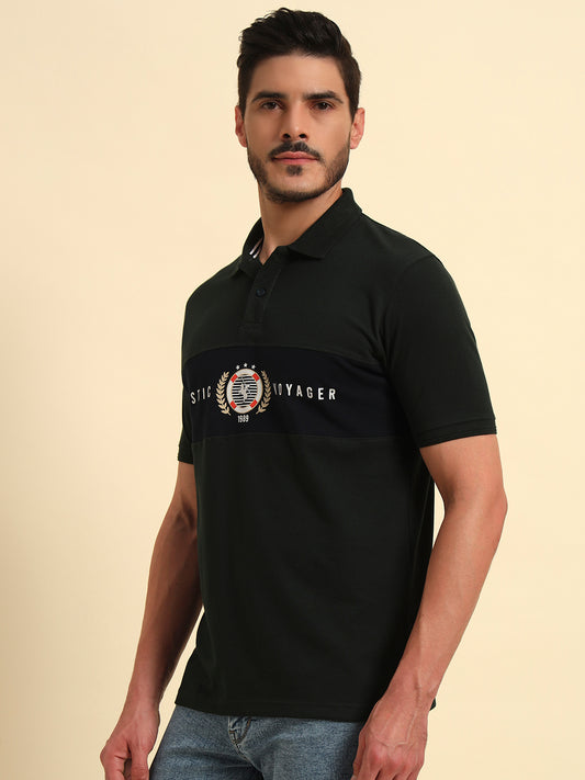T-Shirt for Men | Breathable & Soft with Color Fastness Regular Fit Polo Neck Poly Cotton Fabric Printed Pattern