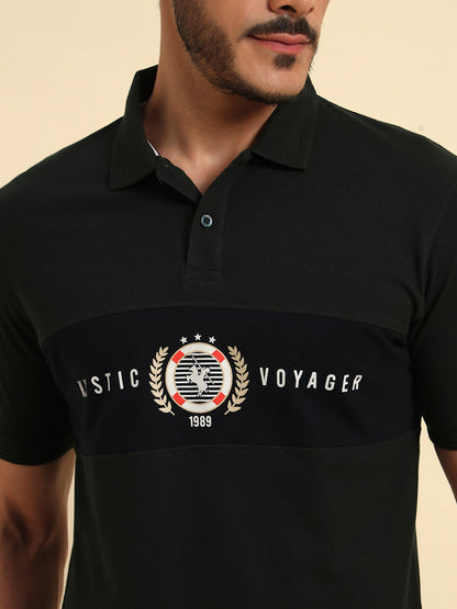 T-Shirt for Men | Breathable & Soft with Color Fastness Regular Fit Polo Neck Poly Cotton Fabric Printed Pattern