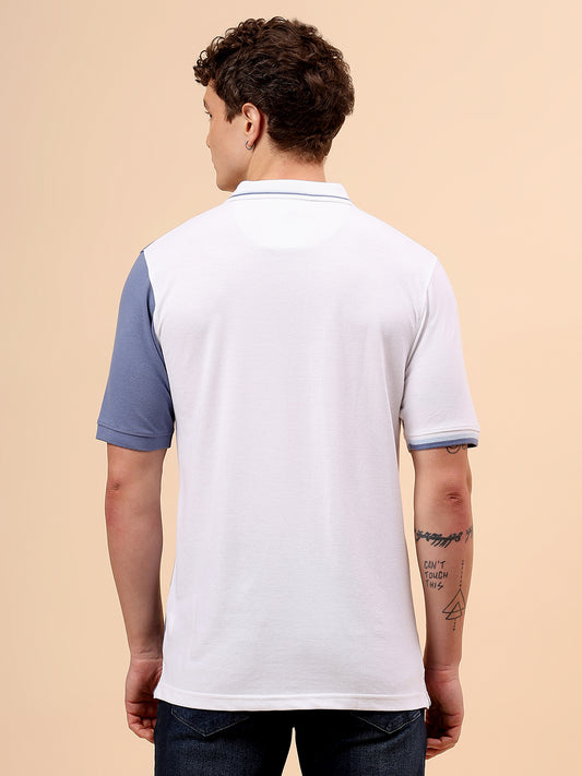 T-Shirt for Men | Breathable & Soft with Color Fastness Regular Fit Polo Neck Poly Cotton Fabric Colour Block Pattern